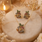 Multicolour Rose CZ Necklace and Earrings Set