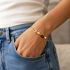 Pearl Heart Rectangle Chain Bracelet