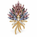 Wine Crystal Feather Spray Brooch