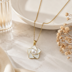 White Enamel Pearl Flower Necklace