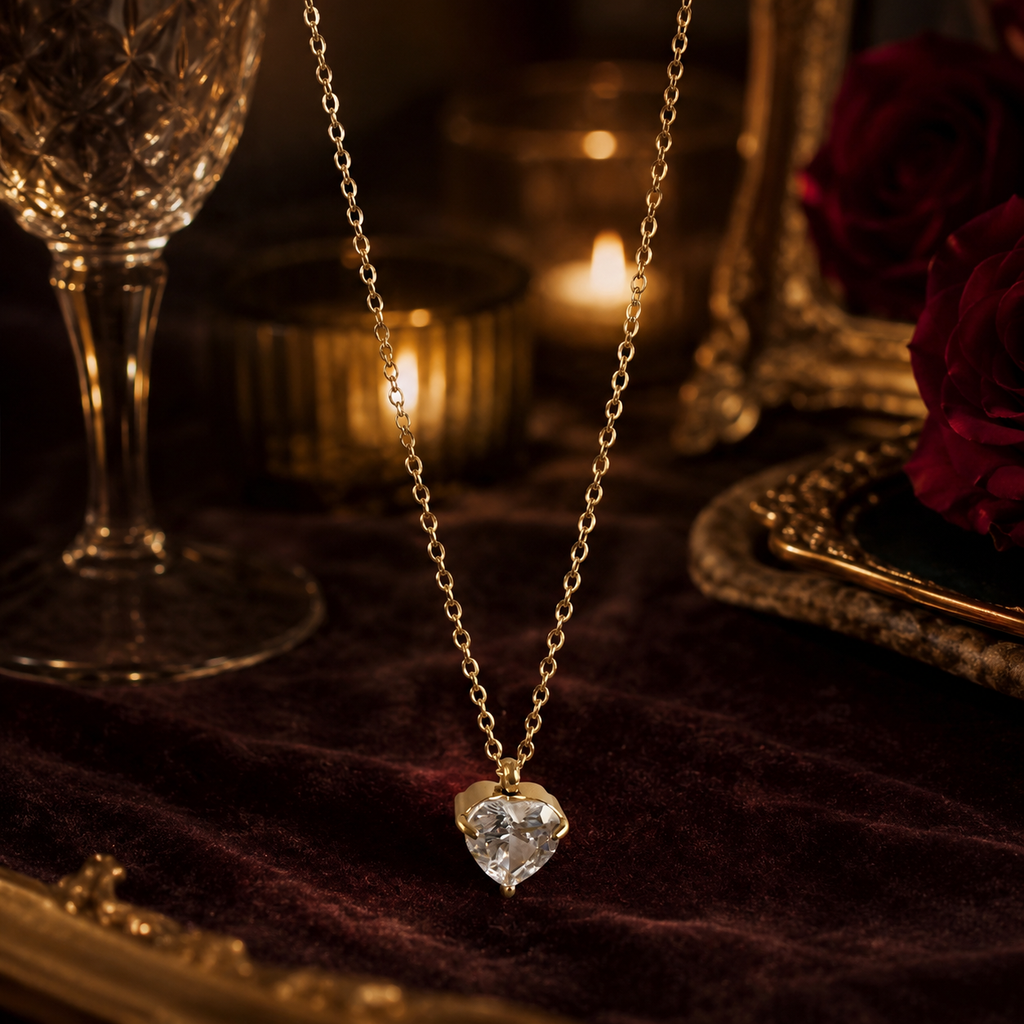 Sparkling Heart Solitaire necklace