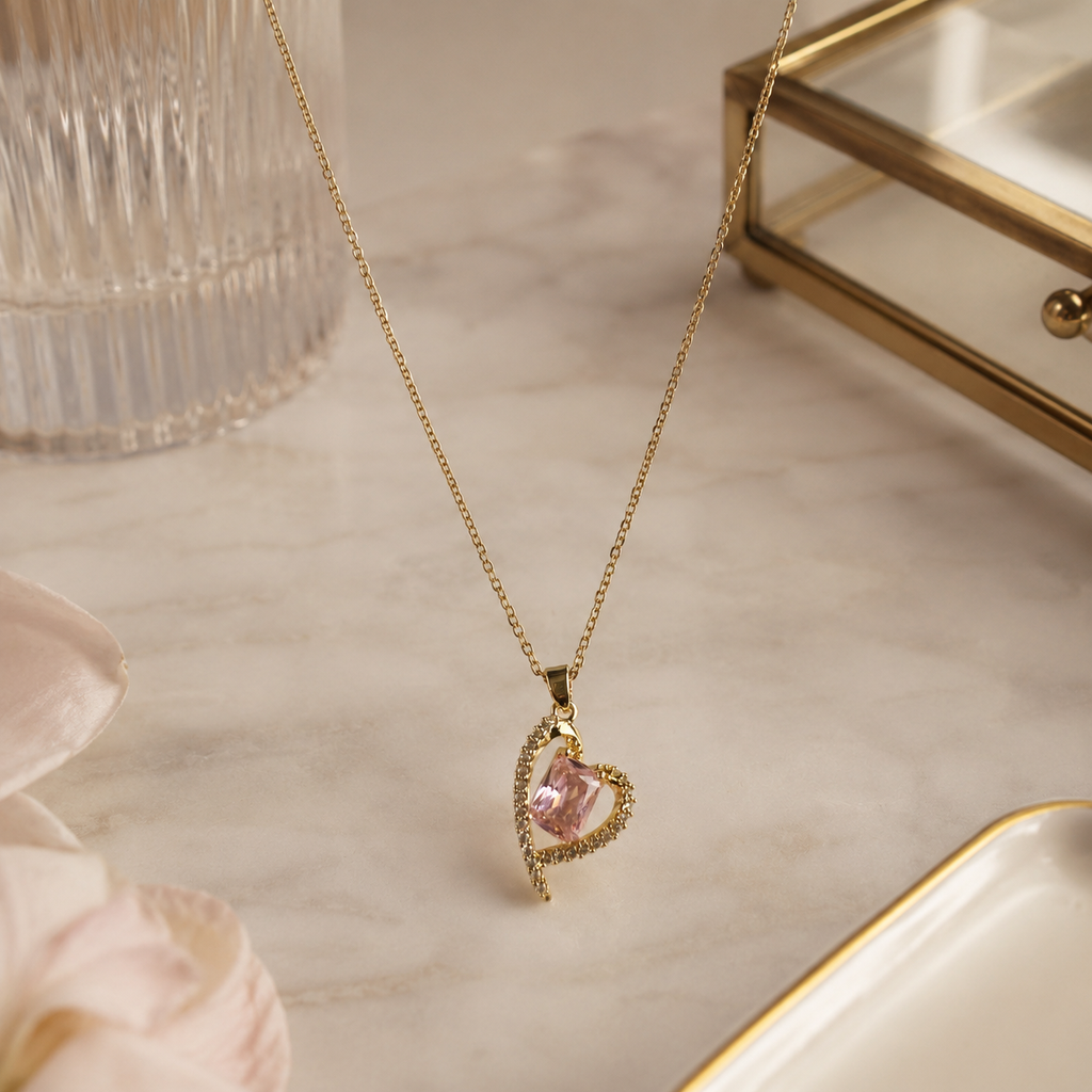 Heart Captured Rose Sapphire Necklace