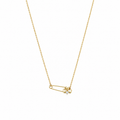 Floral Safety Pin Gold-Tone Pendant Necklace