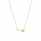 Floral Safety Pin Gold-Tone Pendant Necklace