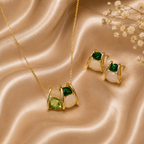 Cage Emerald Cluster Necklace Earrings Set