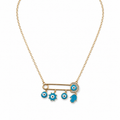 Blue Evil Eye Charm Safety Pin Necklace