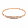 White Pavé Bar Rose-Gold Tone Hinged Bangle