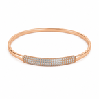 White Pavé Bar Rose-Gold Tone Hinged Bangle