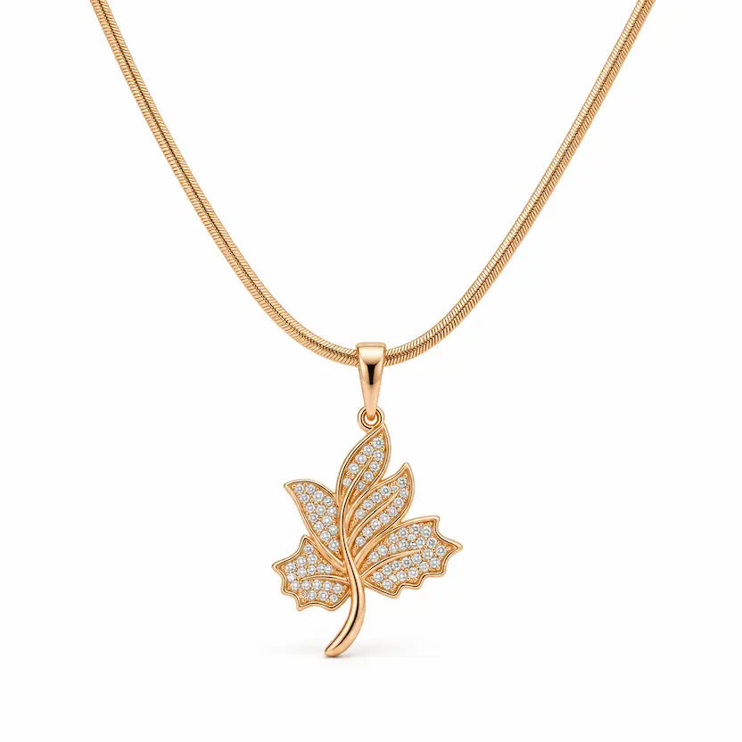 Leaf Pendant Snake Chain Necklace