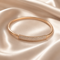 White Pavé Bar Rose-Gold Tone Hinged Bangle