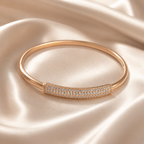 White Pavé Bar Rose-Gold Tone Hinged Bangle