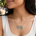 Blue Evil Eye Charm Safety Pin Necklace
