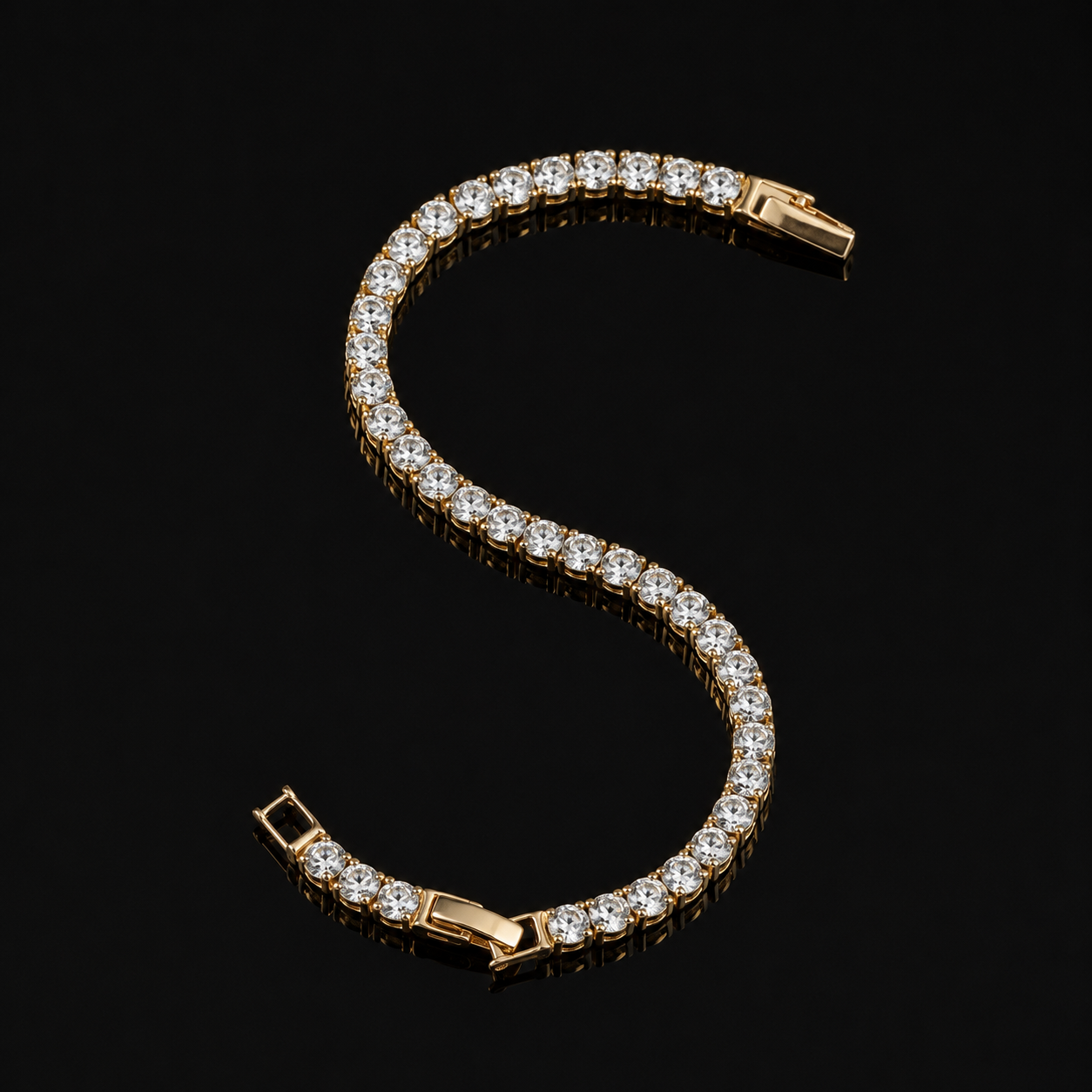 Round White CZ Rose-Gold Tone Tennis Bracelet