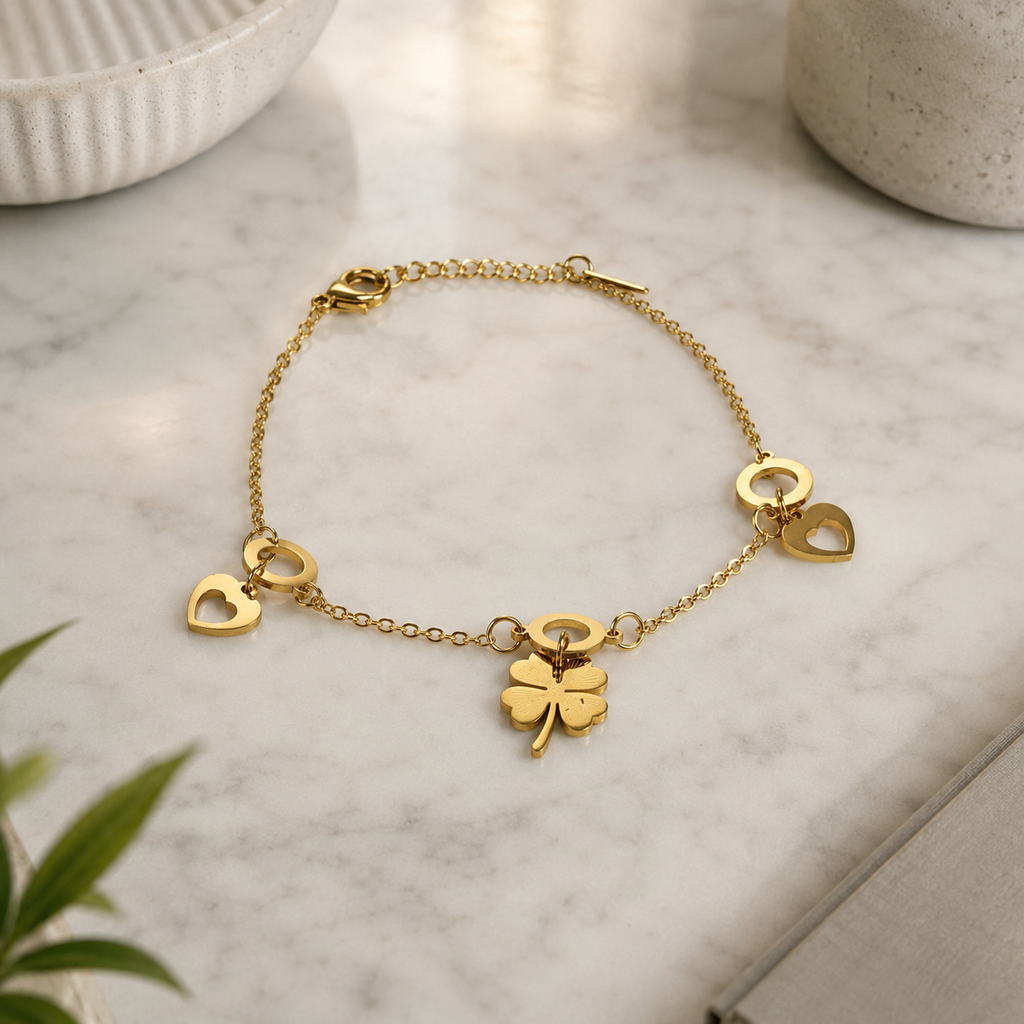 Rings Flower Charm Chain Bracelet