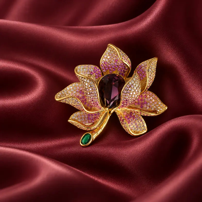 Blush Rose Crystal Brooch
