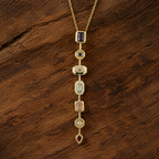 Multicolour Geometric Y-Drop Gold-Tone Necklace