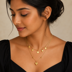 Heart and Disc Stack Necklace