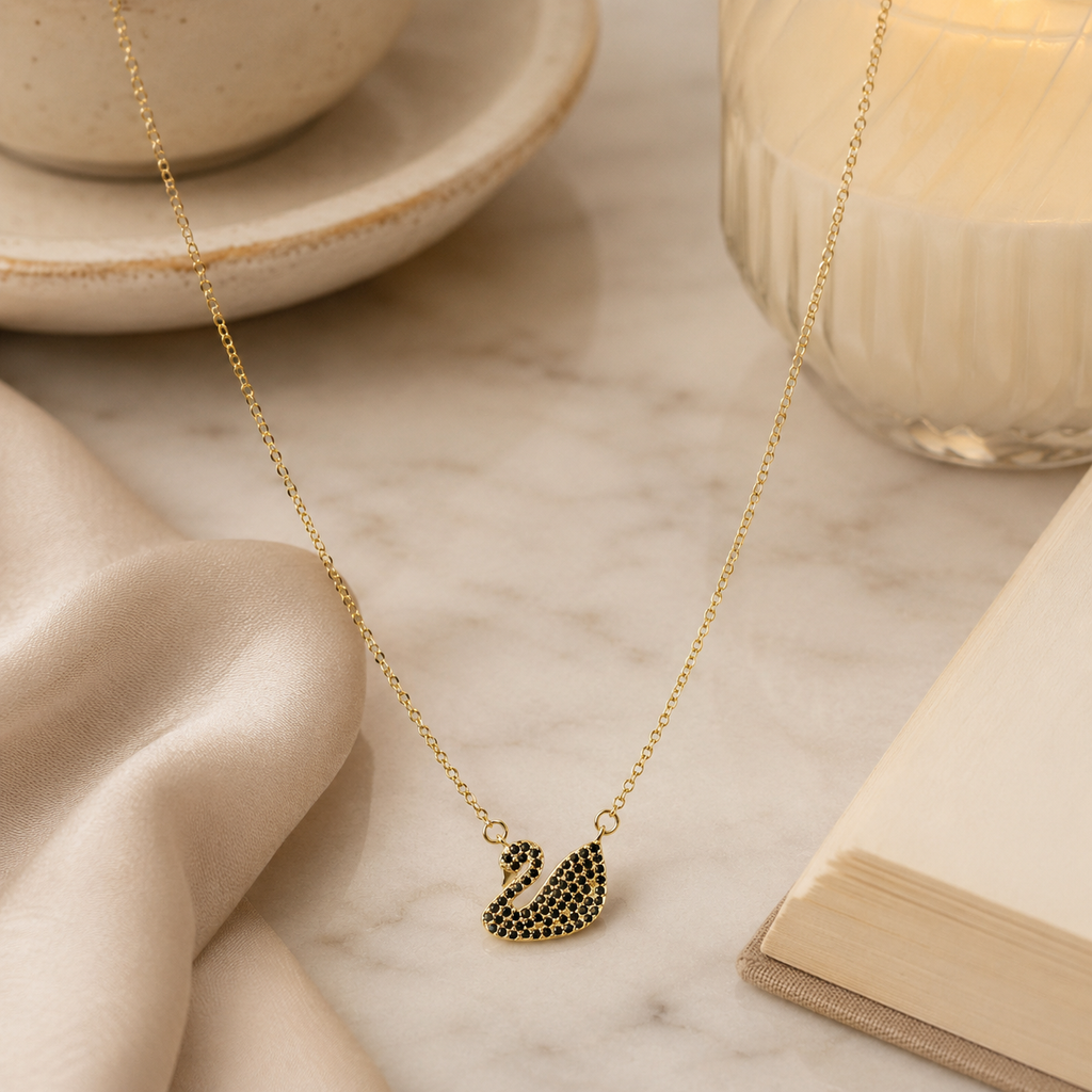 Black Swan Pendant Necklace