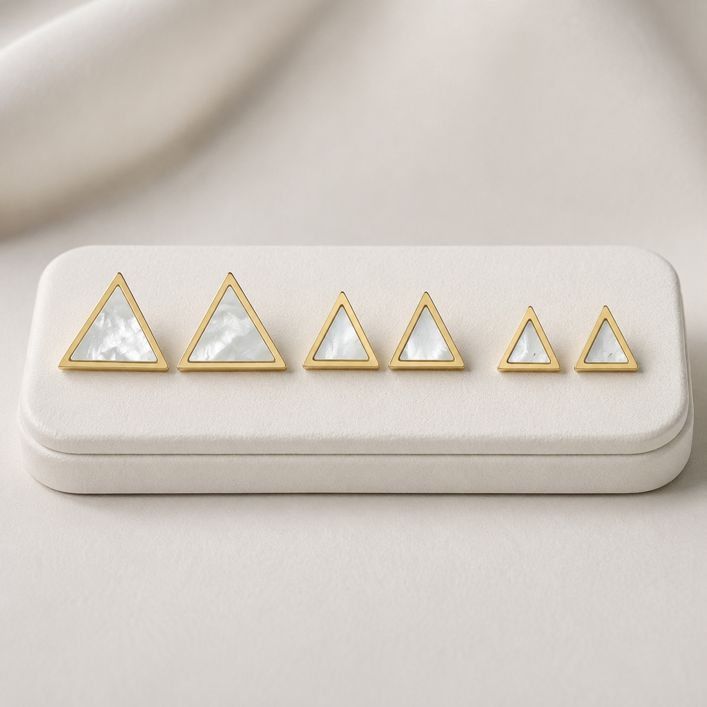Minimal Opal Studs Earrings - Set Of 3