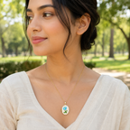 Blue Rose Pearl Pendant Necklace