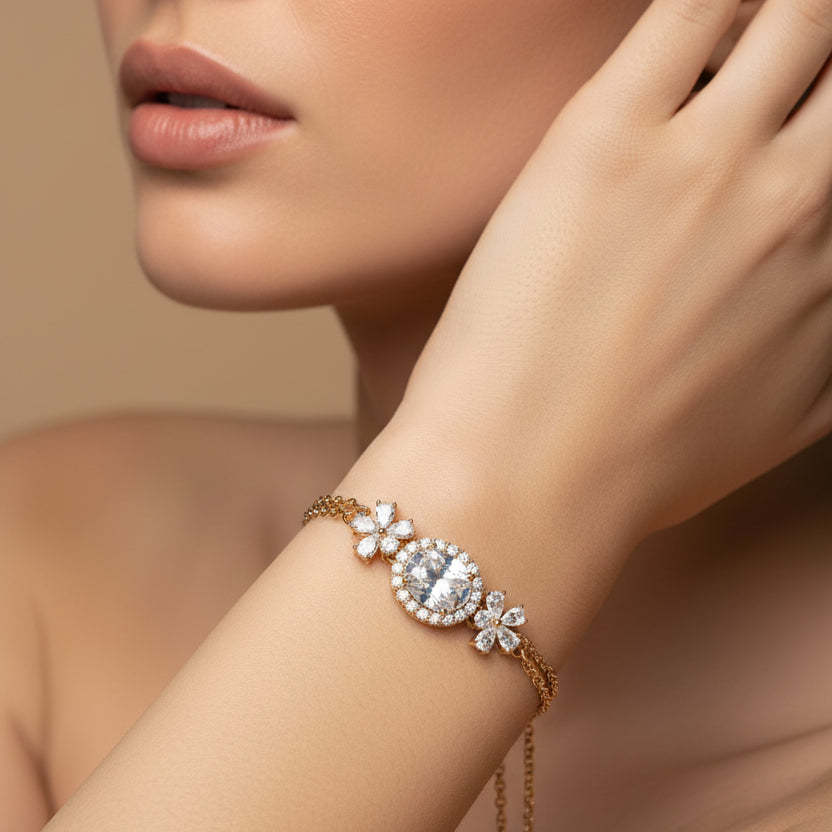 Solitaire Oval Layered Bracelet