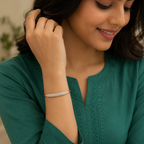 White Pavé Bar Rose-Gold Tone Hinged Bangle