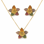 Multicolour Flower Crystal Necklace and Earrings Set