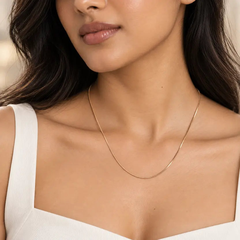 Sleek Rose Gold-Tone Snake Chain Necklace