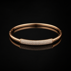 White Pavé Bar Rose-Gold Tone Hinged Bangle
