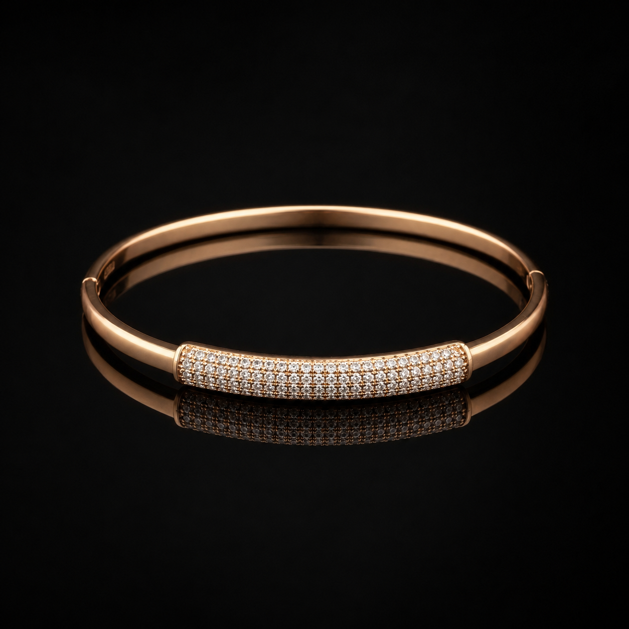 White Pavé Bar Rose-Gold Tone Hinged Bangle
