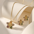 Multicolour Flower Crystal Necklace and Earrings Set