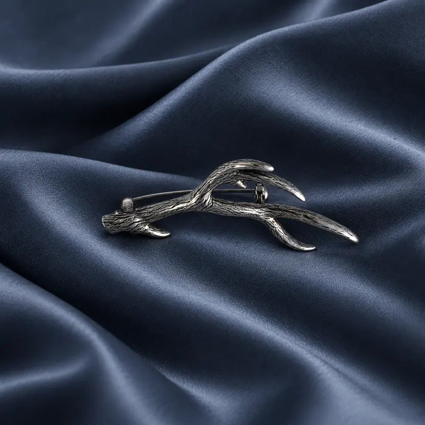 Antler Branch Silver-Tone Brooch