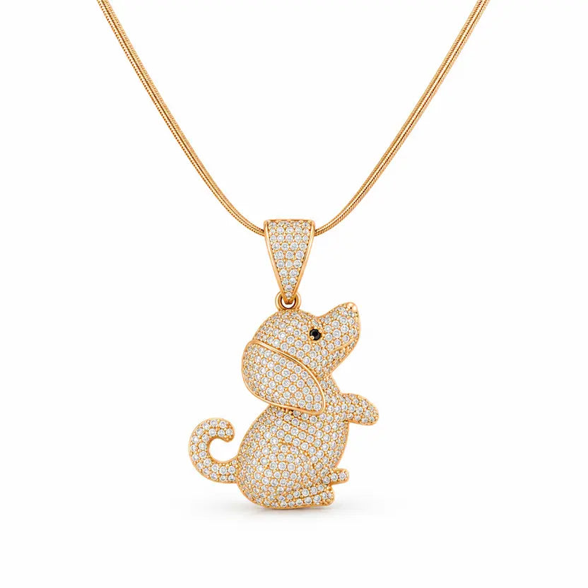 Puppy Dog Pendant Snake Chain Necklace