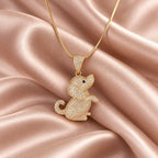 Puppy Dog Pendant Snake Chain Necklace