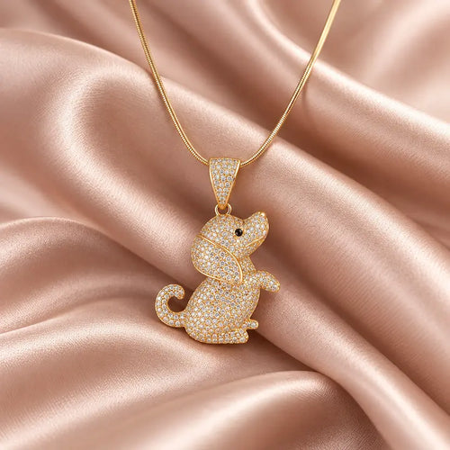 Puppy Dog Pendant Snake Chain Necklace