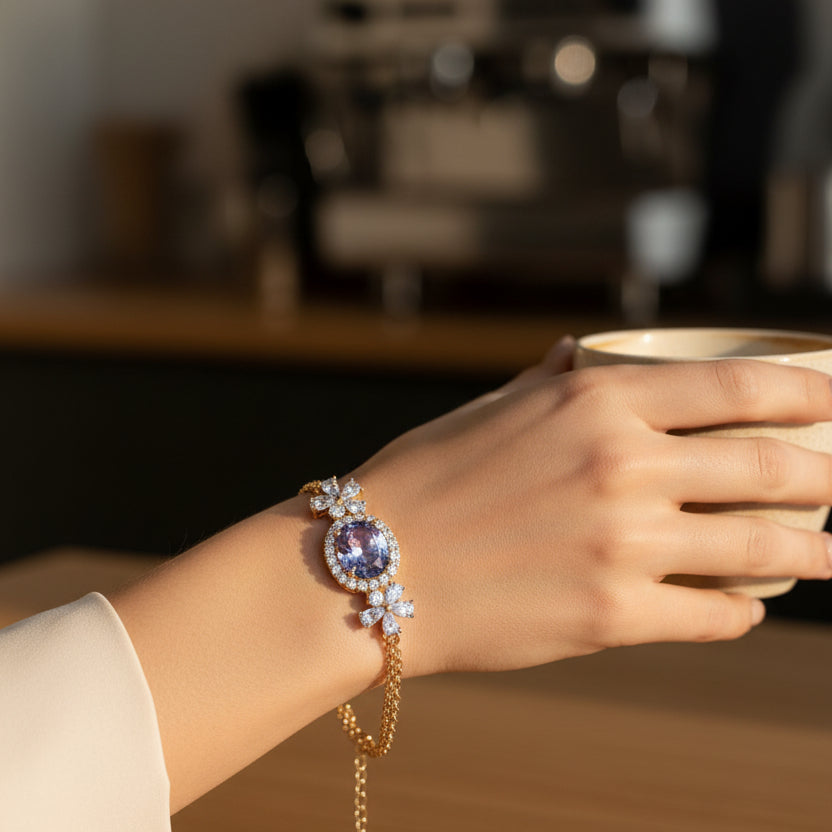 Amethyst Oval Layered Bracelet | SVORA