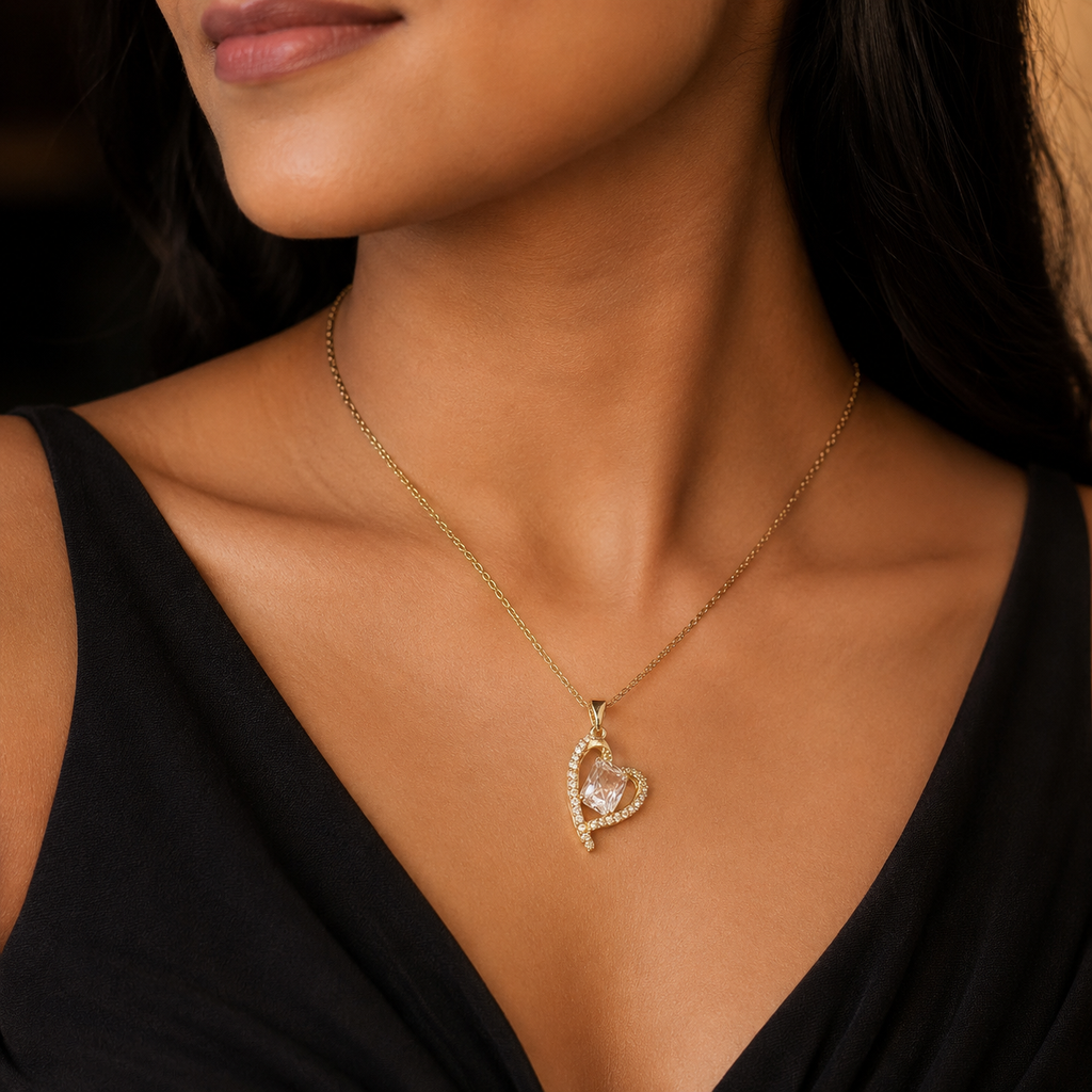 Heart Captured White Sapphire Necklace