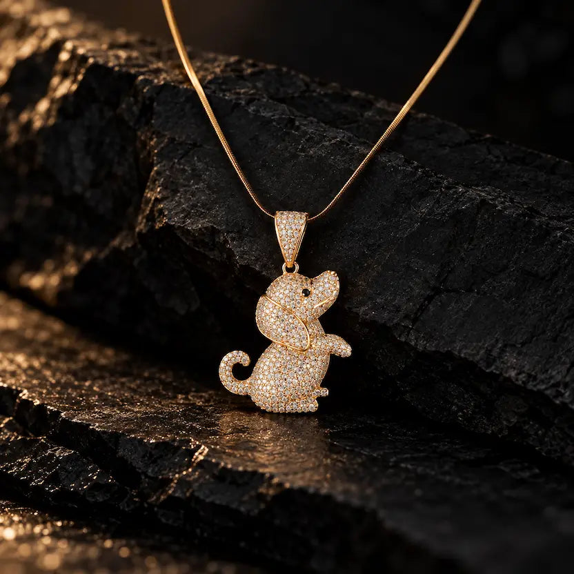 Puppy Dog Pendant Snake Chain Necklace