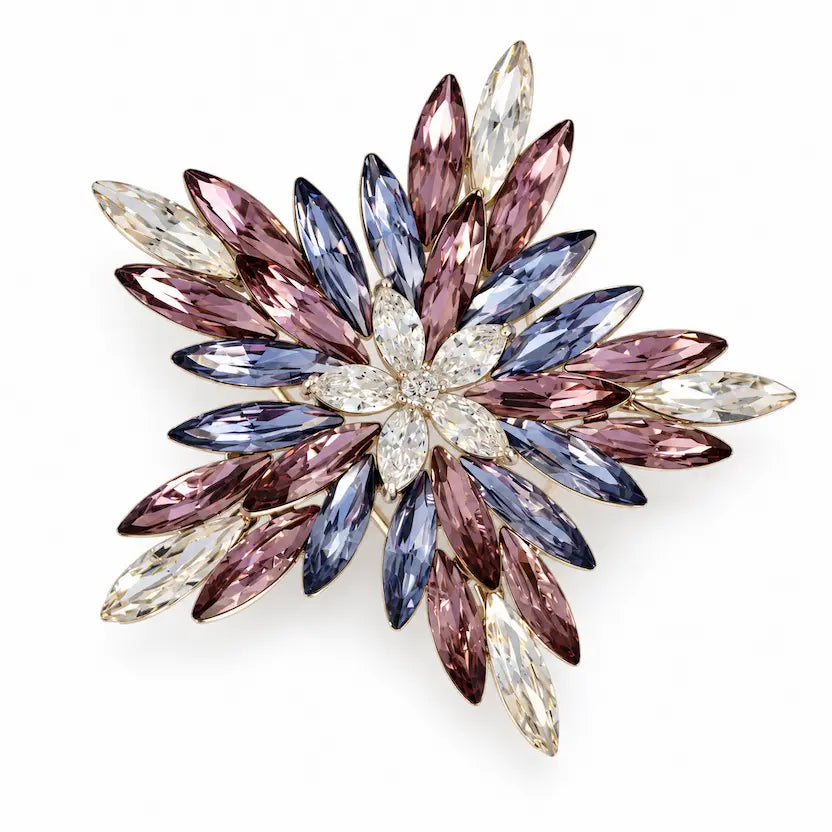 Wine Crystal Starburst Brooch