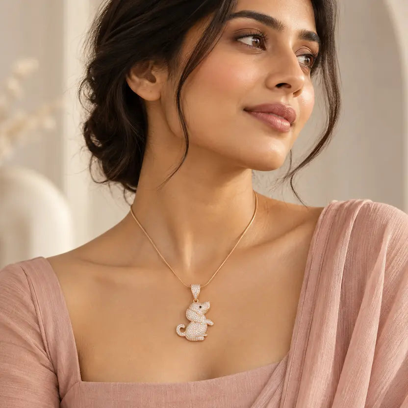 Puppy Dog Pendant Snake Chain Necklace