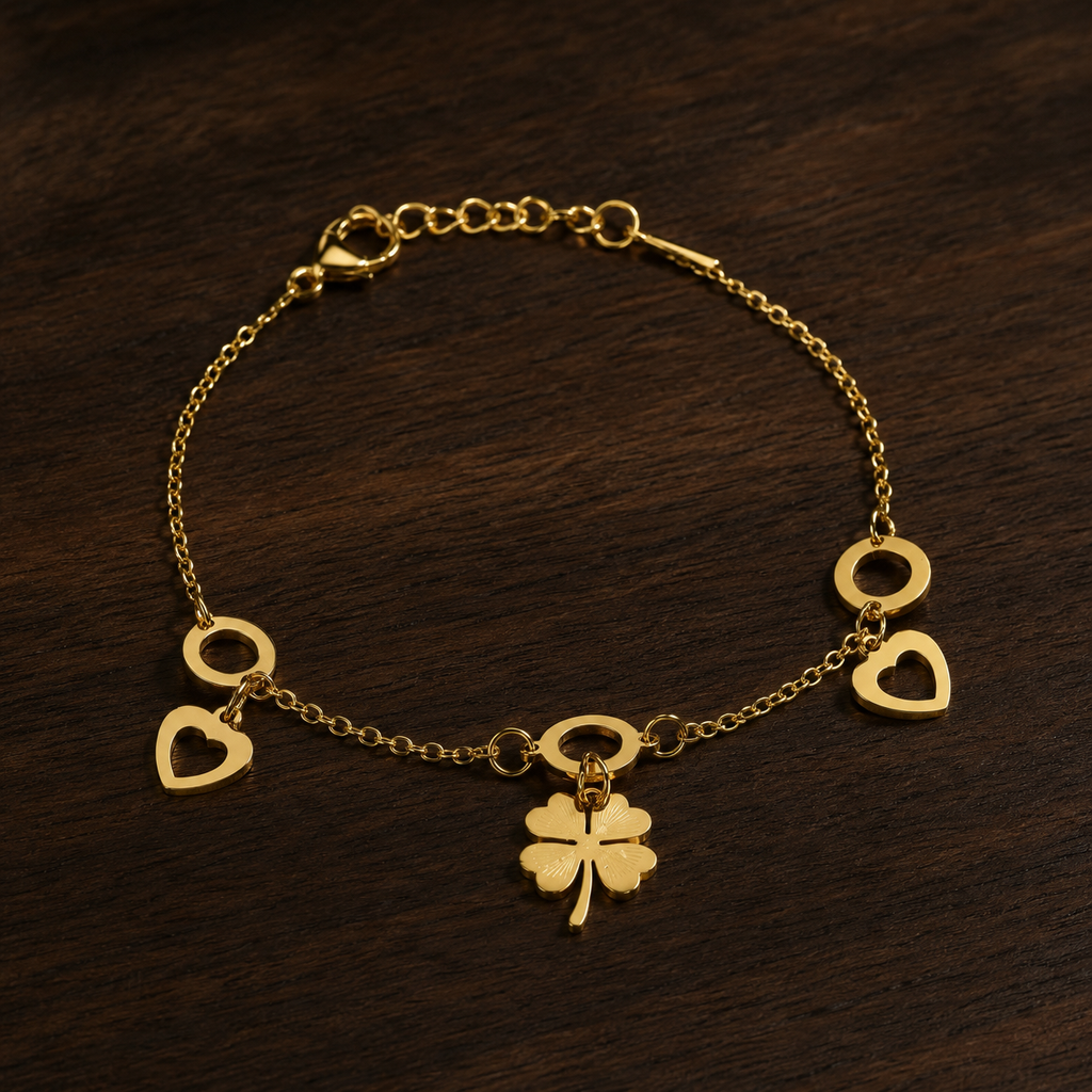 Rings Flower Charm Chain Bracelet