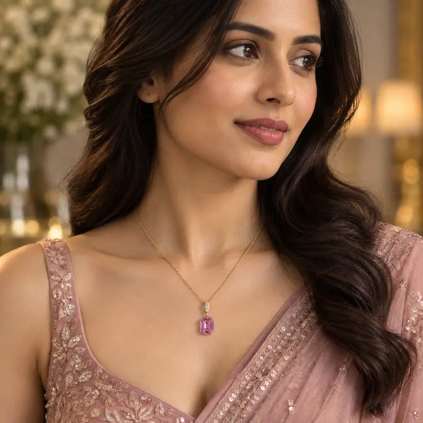 Pink Swarovski Crystal Pendant Necklace