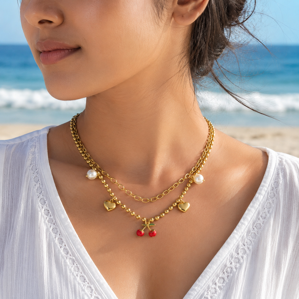 Cherry Charm Layered Necklace