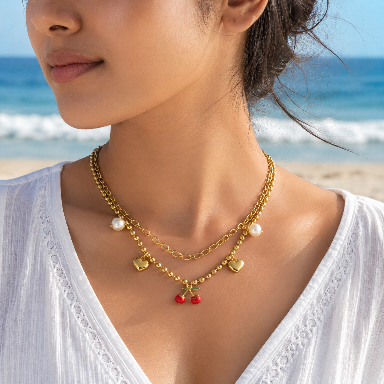 Cherry Charm Layered Necklace