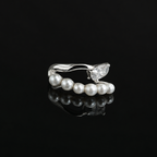Pearl Leaf Silver-Tone Minimal Ear Cuff