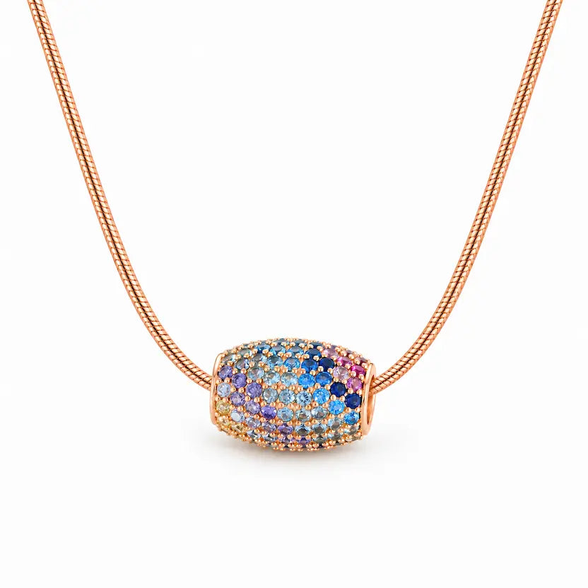 Multicolour CZ Cylinder Pendant Necklace