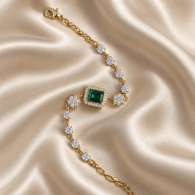 Emerald-Cut Swarovski Crystal Station Bracelet