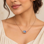 Multicolour CZ Cylinder Pendant Necklace