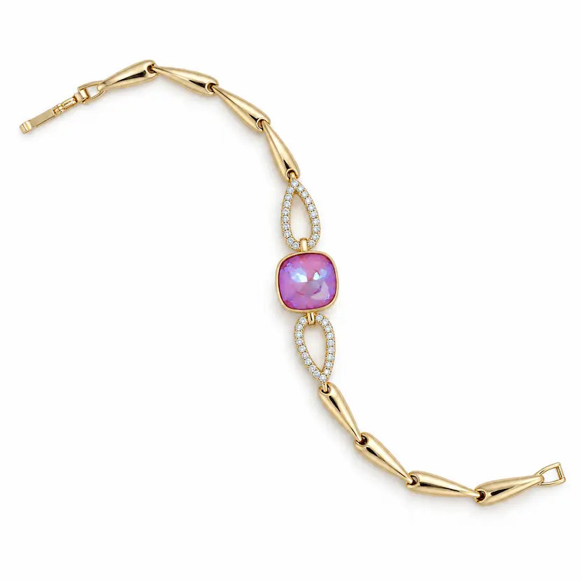 Blush Swarovski Crystal Leaf-Link Bracelet