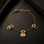 Rings Flower Charm Chain Bracelet